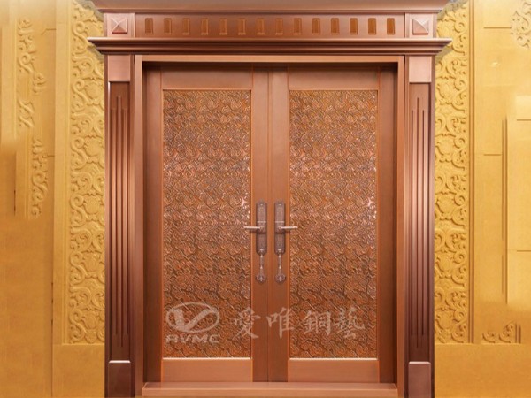 佛山銅門(mén)廠家愛(ài)唯銅藝——?jiǎng)e墅銅門(mén)祥云款式入戶(hù)銅門(mén)